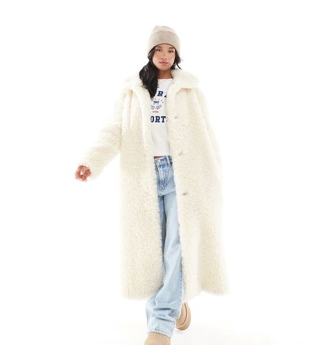 ASOS DESIGN Petite - Manteau long en tissu bouclé imitation peau de mouton - Neutre - Asos Petite - Modalova