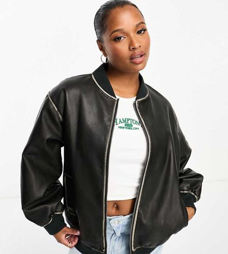 ASOS DESIGN Petite - Bomber en similicuir - délavé - Asos Petite - Modalova