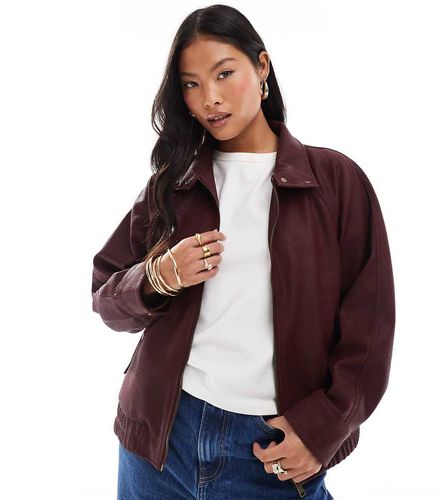 ASOS DESIGN Petite - Bomber en similicuir - Bordeaux - Asos Petite - Modalova