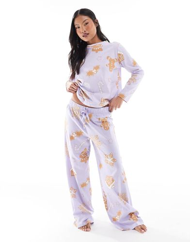 ASOS DESIGN Petite - Pyjama à imprimé maison en pain d'épice avec pantalon et top manches longues - Asos Petite - Modalova