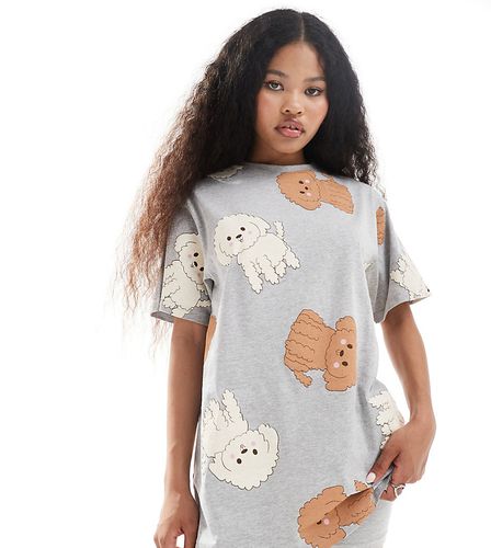 ASOS DESIGN Petite - Pyjama avec t-shirt et short legging à imprimé chiens - chiné - Asos Petite - Modalova