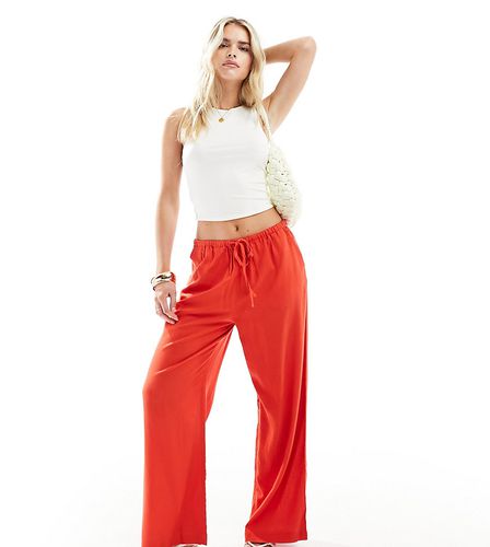 Petite - Pantalon large facile à enfiler en lin - Asos Design - Modalova