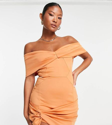 ASOS DESIGN Petite - Robe courte surpiquée et torsadée à épaules dénudées - Abricot - Asos Petite - Modalova