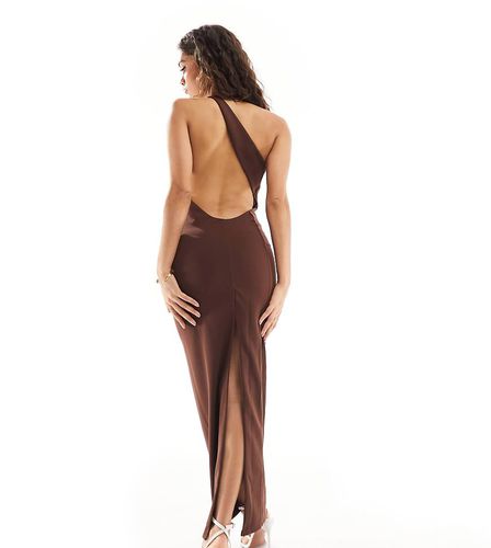 ASOS DESIGN Petite - Robe asymétrique longue effet sculptant - Chocolat - Asos Petite - Modalova