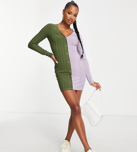 ASOS DESIGN Petite - Robe gilet courte effet color block - Lilas et kaki - Asos Petite - Modalova