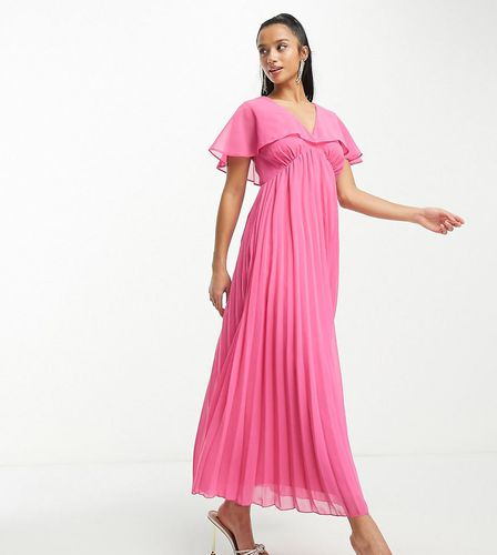 ASOS DESIGN Petite - Robe longue avec ourlet plissé et mancherons ange - vif - Asos Petite - Modalova