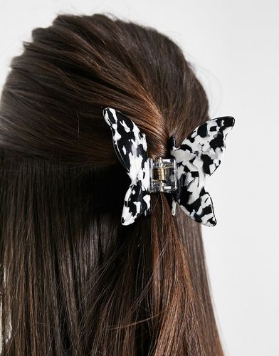 Pince à cheveux en résine en forme de papillon - Noir et blanc - ASOS DESIGN - Modalova