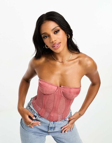 Premium - Corset à empiècements en satin et dentelle - Vison - Asos Design - Modalova