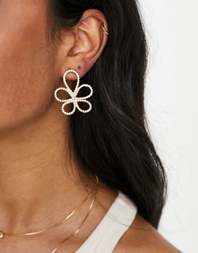 Puces d'oreilles oversize avec fleur ornée de strass - Asos Design - Modalova