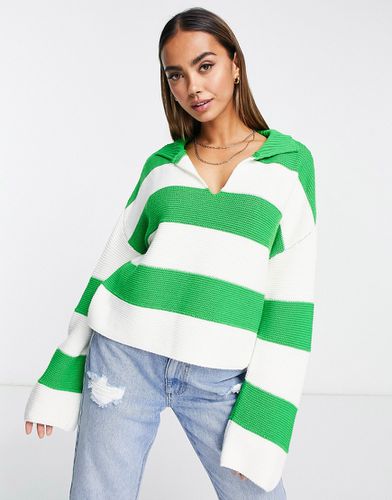 Pull texturé rayé à col ouvert - Asos Design - Modalova