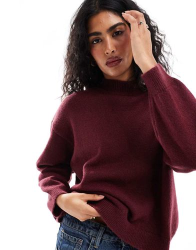 Pull à col montant en maille duveteuse - Bordeaux - Asos Design - Modalova