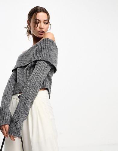 Pull à épaules dénudées et maille épaisse - Anthracite - Asos Design - Modalova