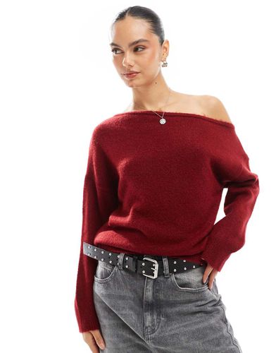 Pull asymétrique en maille souple - Bordeaux - Asos Design - Modalova