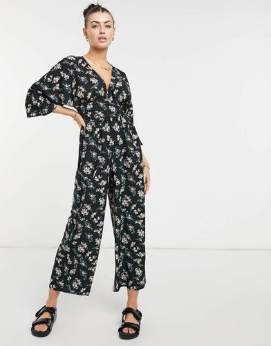 Pull col V à manches kimono et imprimé floral foncé - Asos Design - Modalova