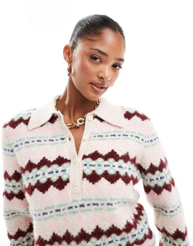 Pull en jacquard à demi-patte de boutonnage - Asos Design - Modalova