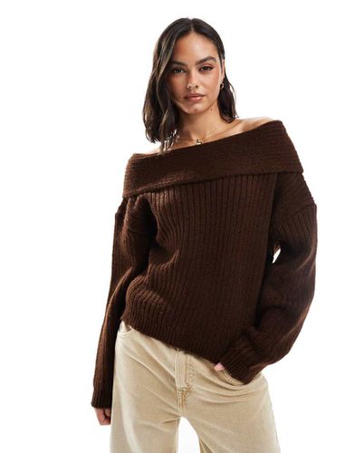 Pull oversize en maille à épaules dénudées - Chocolat - Asos Design - Modalova