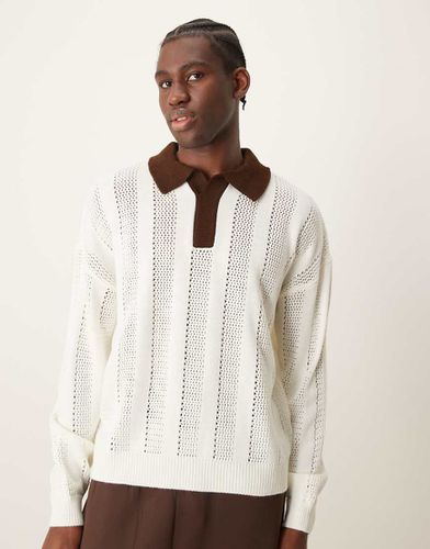 Pull oversize en maille avec col contrastant - Beige - Asos Design - Modalova