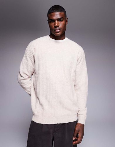 Pull ras de cou oversize en maille - Taupe - Asos Design - Modalova