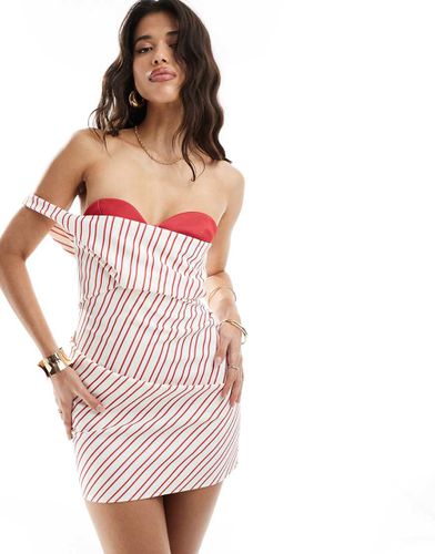 Robe bandeau courte et rayée avec soutien-gorge apparent - Rouge et blanc - Asos Design - Modalova