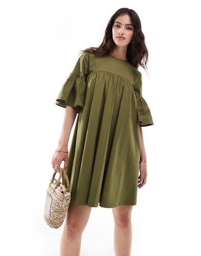 Robe babydoll courte à manches oversize - Vert olive - Asos Design - Modalova