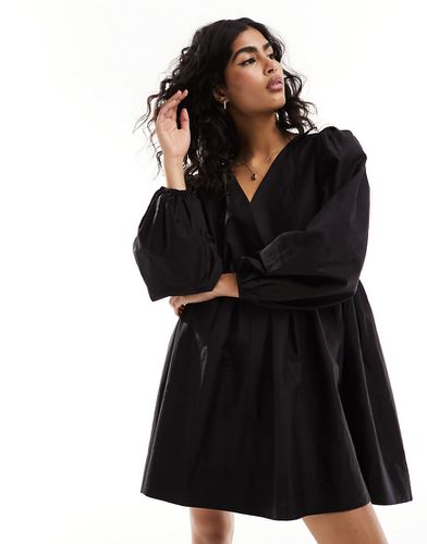 Robe babydoll courte en coton à col en V - Asos Design - Modalova