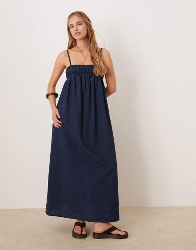 Robe babydoll longue en denim doux et fronce  la poitrine - Dlav - Asos Design - Modalova