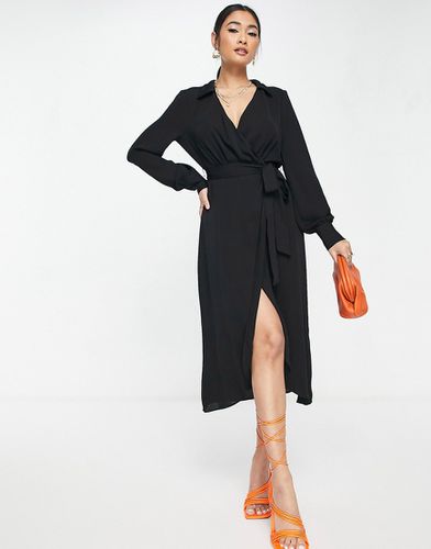 Robe cache-caur mi-longue avec col et ceinture - Asos Design - Modalova