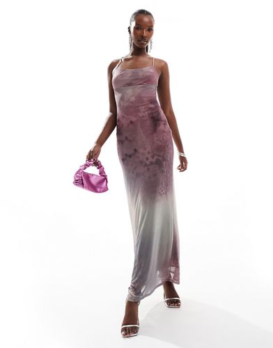 Robe caraco longue en tulle croisée dans le dos - Imprimé rose - Asos Design - Modalova