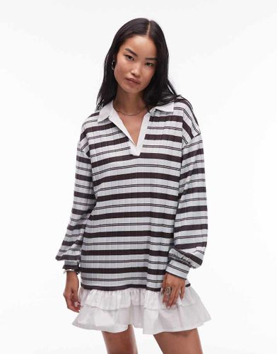 Robe chemise courte style chemise  rayures avec jupe en popeline - Asos Design - Modalova