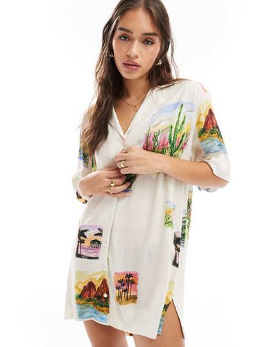 Robe chemise de bowling à imprimé carte postale - Asos Design - Modalova