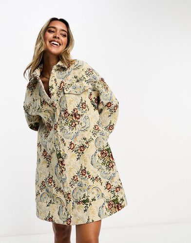 Robe chemise fluide avec motif fleuri style tapisserie et poches - Asos Design - Modalova