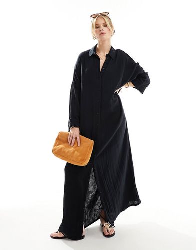 Robe chemise longue en tissu double - Asos Design - Modalova