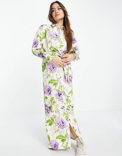 Robe chemise longue en sergé à imprimé fleurs - Asos Design - Modalova