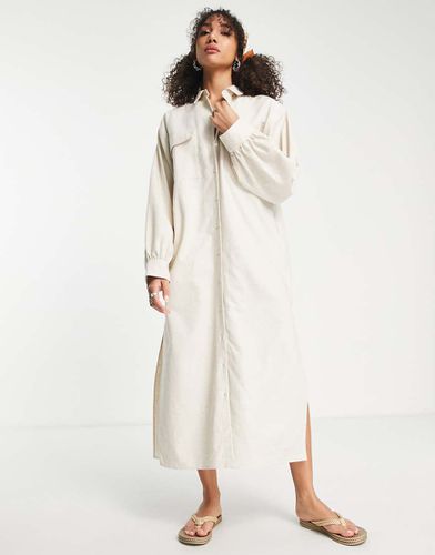 Robe chemise longue style casual en lin - Beige - Asos Design - Modalova