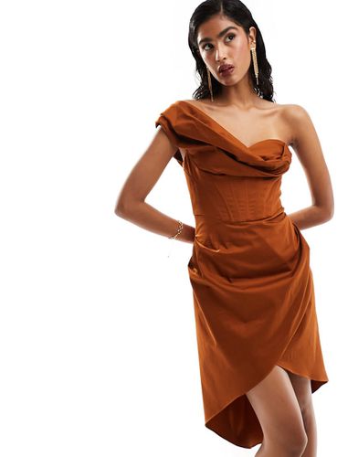 Robe corset courte drapée à épaule tombante - Rouille - Asos Design - Modalova