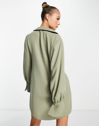 Robe courte à manches longues et col bénitier - Kaki - Asos Design - Modalova