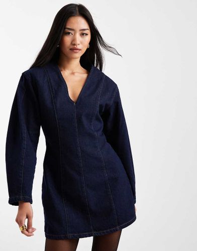 Robe courte en denim  manches cocon - Indigo - Asos Design - Modalova