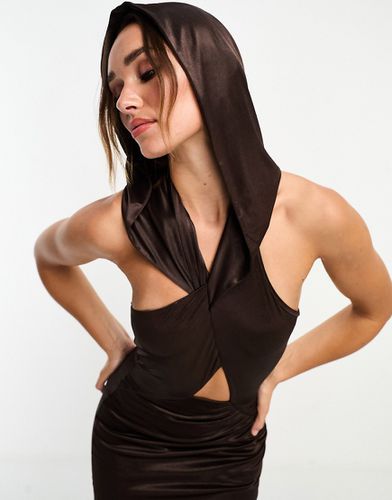 Robe croisée mi-longue à capuche - Chocolat - Asos Design - Modalova