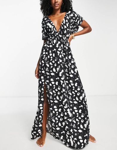 Robe de plage longue à pois avec manches évasées - Noir et blanc - Asos Design - Modalova