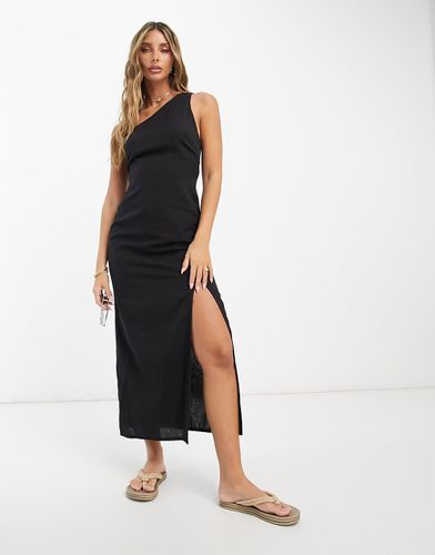 Robe d'été mi-longue asymétrique en lin et fendue jusqu'à la cuisse - Asos Design - Modalova