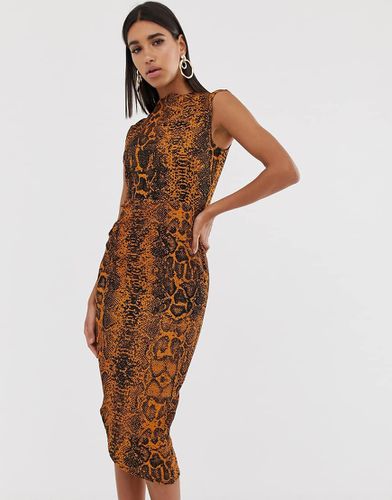 Robe fourreau mi-longue avec nervures et imprimé serpent - Asos Design - Modalova