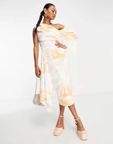 Robe fourreau mi-longue volantée à imprimé tacheté - Asos Design - Modalova