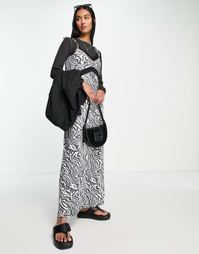 Robe longue 2 en 1 avec bordure en dentelle et imprimé zèbre - Asos Design - Modalova