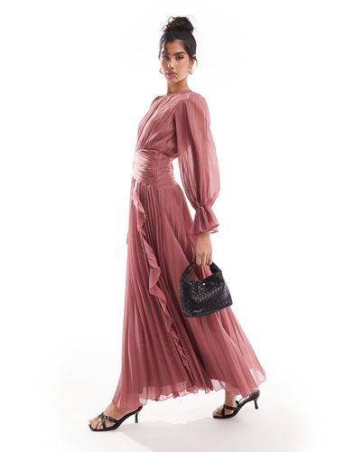 Robe longue à col montant et ceinture froncée - Vieux - Asos Design - Modalova