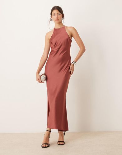 Robe longue à dos nageur en satin coupé en biais - Asos Design - Modalova