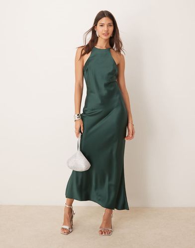 Robe longue à dos nageur en satin coupé en biais - intense - Asos Design - Modalova