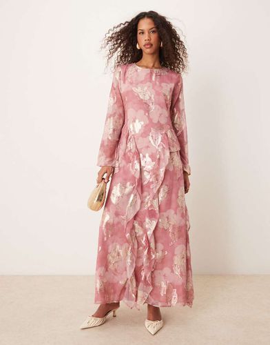 Robe longue à motif fleuri métallisé - Asos Design - Modalova