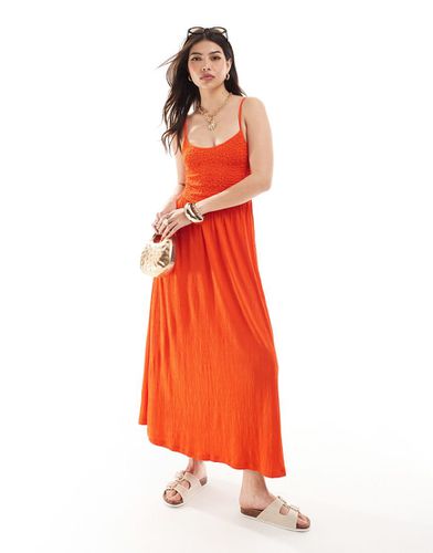 Robe longue avec corsage effet froissé à fines bretelles - Asos Design - Modalova