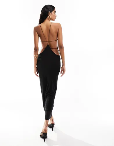 Robe longue dos nu en tulle à découpes au dos - Noir - Asos Design - Modalova