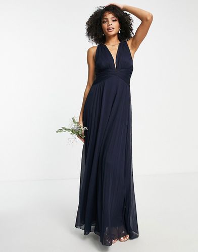 Robe longue drapée pour demoiselle d'honneur avec corsage froncé et effet croisé à la taille - Asos Design - Modalova